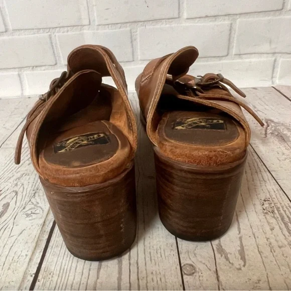 Freebird Brown Leather Mules with Buckle Detail - Picture 4 of 7